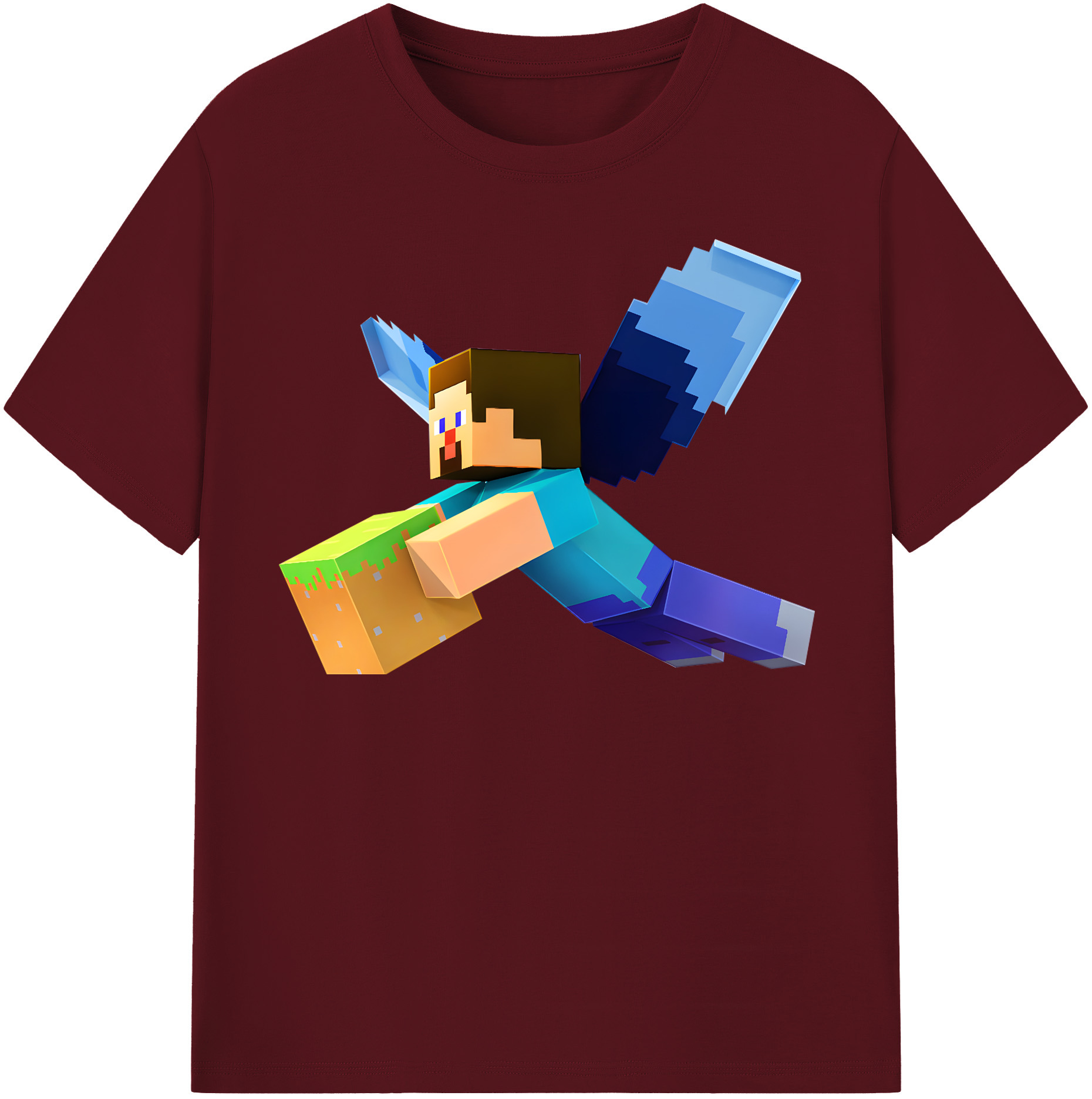 （画像用） マインクラフト ブロックの世界 Minecraft MC Block world 綿100％半袖Tシャツ（フロントプリント）